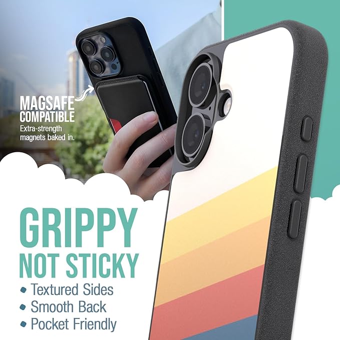 Smartish® iPhone 16 Magnetic Case - Gripmunk Compatible with MagSafe [Lightweight + Protective] Slim & Thin Grip Cover with Microfiber Lining for Apple iPhone 16 - Striped Up