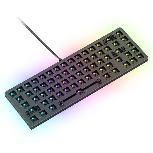 GLORIOUS Gaming GMMK 2 Compact 65% Barebones (Frame Only) - Mechanical Gaming Keyboard Frame, Compact TKL Size (65%), Aluminium, Customisable, Per Key RGB, American QWERTY Layout - Black