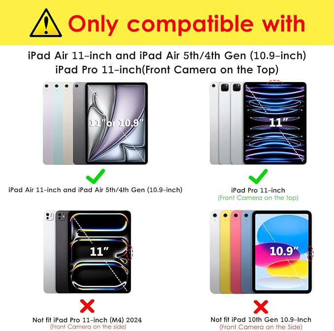 VIKESI for iPad Pro 11 Inch 4th/3rd/2nd/1st Generation Case, iPad Air 11-inch / 5th / 4th Generation Case with Clear Back,Pencil Holder,Auto Sleep/Wake,Camera Protection,Red