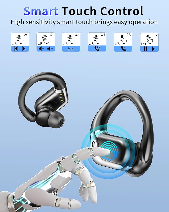 Ear buds Wireless Earbuds, Bluetooth 5.4 headphones Sport 2026 Noise Cancelling, Running Headphones 50 Hrs, Over Ear Earbuds with Ear Hooks, Bluetooth Earphones with Mic/IP7 Waterproof for Android/iOS