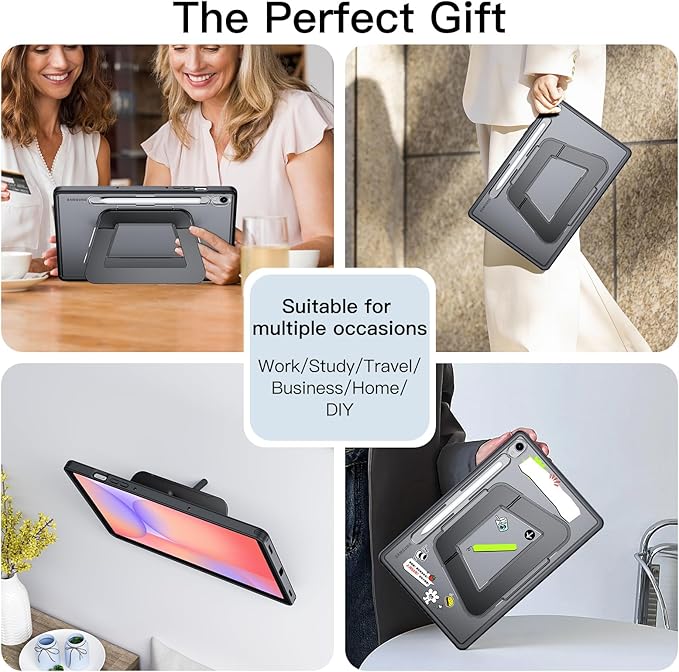Case for Samsung Galaxy Tab S10 Lite/ S10 FE/ S9 FE 10.9 Inch/Tab S9 11 Inch, Multi-Angle Ultra Stable Dual Stand with Pencil Holder, Slim Duty Shockproof Protective Case with Kickstand