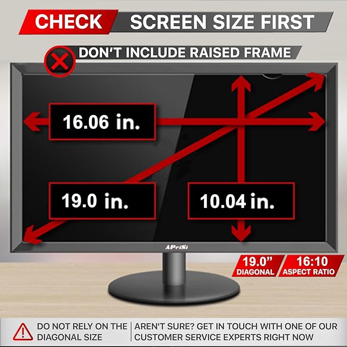 [2 Pack] 19 Inch Privacy Screen Filter for Widescreen 16:10 Monitor | Privacy Shield | Anti-Glare | Anti-Blue light | Eye Protection | Anti-SPY | Computer Security Private Filter Protector
