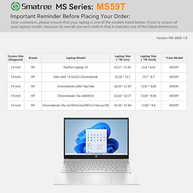 Smatree MS59T Hard EVA Protective Sleeve Case with Stand Compatible for 14 inch HP Elite C645 G2 Chromebook/Elite C640 14