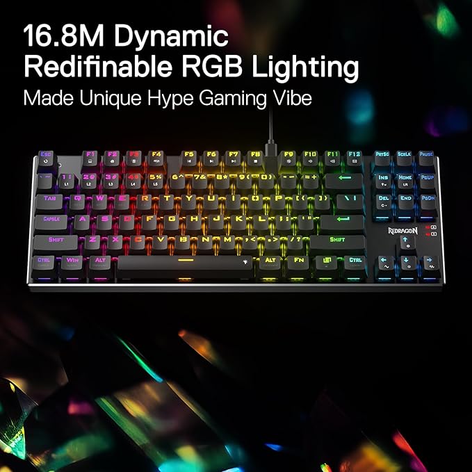 Redragon K660 (K556 TKL) RGB Wired Gaming Keyboard, 80% 87 Keys Mechanical Keyboard w/Aluminum Base, Upgraded Hot-Swap Socket and Noise Absorbing Foams, Quiet Linear Red Switch
