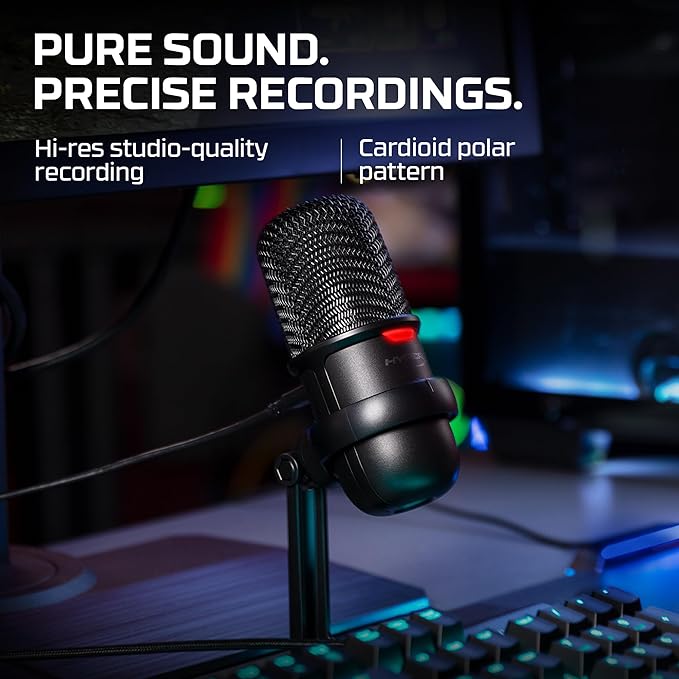HyperX SoloCast – USB Condenser Gaming Microphone, for PC, PS4, PS5 and Mac, Tap-to-Mute Sensor, Cardioid Polar Pattern, great for Streaming, Podcasts, Twitch, YouTube, Discord,Black