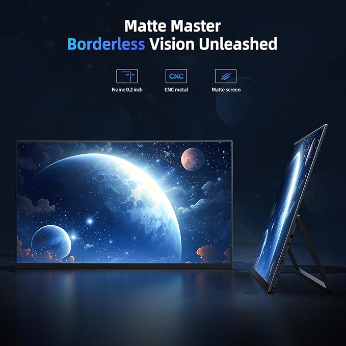 Portable Monitor 18.5” | 120HZ 1ms Gaming Monitor | 125% sRGB | FreeSync, HDR | 350Nits | USB-C & HDMI | VESA & Stand | Large Travel External Second Screen for Laptop, Computer, Game Consoles