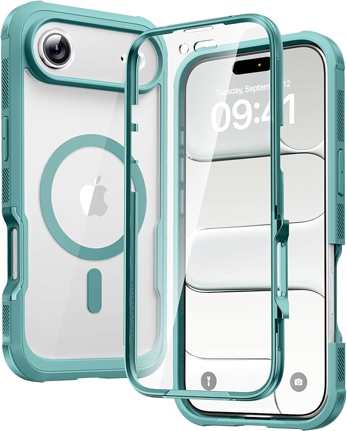Diaclara Magnetic Designed for iPhone Air Case Full Body Bumper,[Compatible with MagSafe] Military Drop Proof Cover with Built-in Touch Sensitive Anti-Scratch Screen Protector for iPhone 17 Air，Green