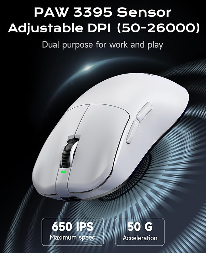 VGN Dragonfly F1 Pro Max Wireless Gaming Mouse, 130h Playtime Long Endurance, 55g Lightweight, PAW3395 26K DPI Flagship Sensor, 4000Hz Polling Rate Supported, Low Latency Esports Peripherals, White