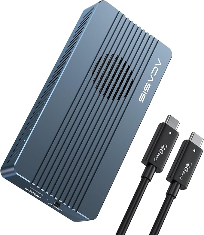 ACASIS 40Gbps M.2 NVMe SSD Enclosure, with Cooling Fan, M.2 Enclosure Compatible with Thunderbolt 4/3,USB4/USB3.2/3.1/3.0/2.0, TBU 405 Pro for M1 M2 Pro/Max Support 2280/2260/2242/2230 (TBU405 Pro)