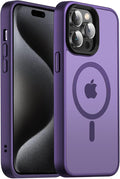 Magnetic Case for iPhone 14 Pro Max Case [10FT-Grade Drop Tested & Compatible with MagSafe] Translucent Anti-Fingerprint Anti Shockproof Protective Shell 6.7 Inch, Deep Purple