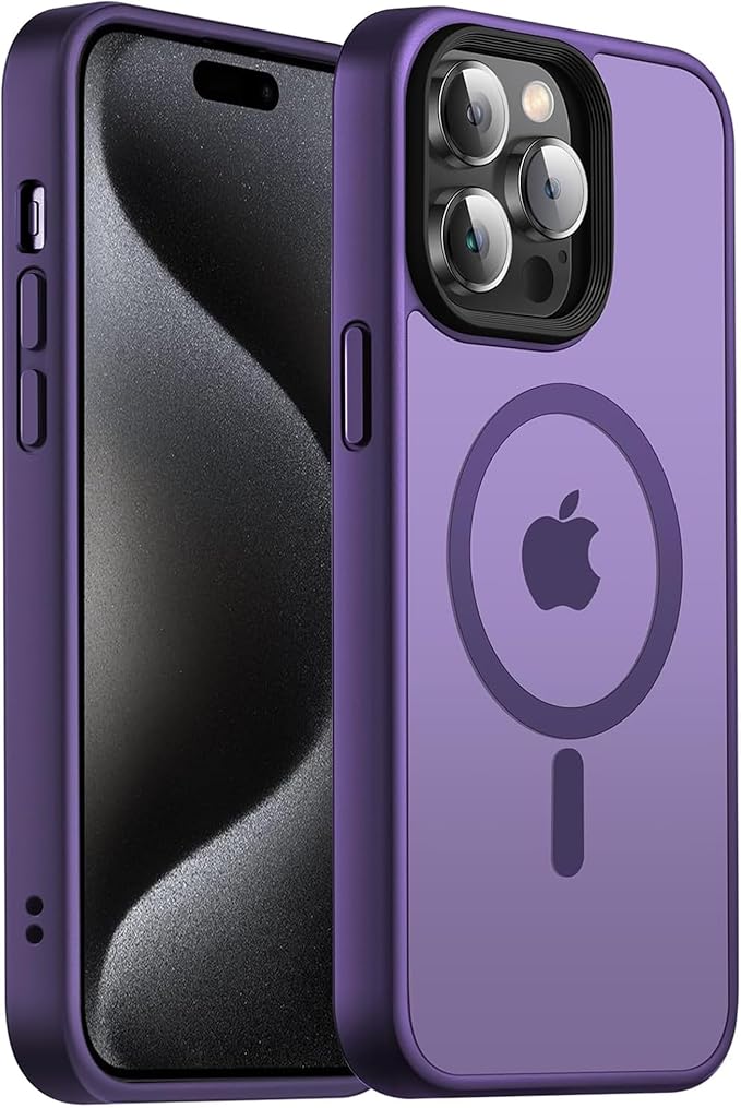 Magnetic Case for iPhone 14 Pro Max Case [10FT-Grade Drop Tested & Compatible with MagSafe] Translucent Anti-Fingerprint Anti Shockproof Protective Shell 6.7 Inch, Deep Purple