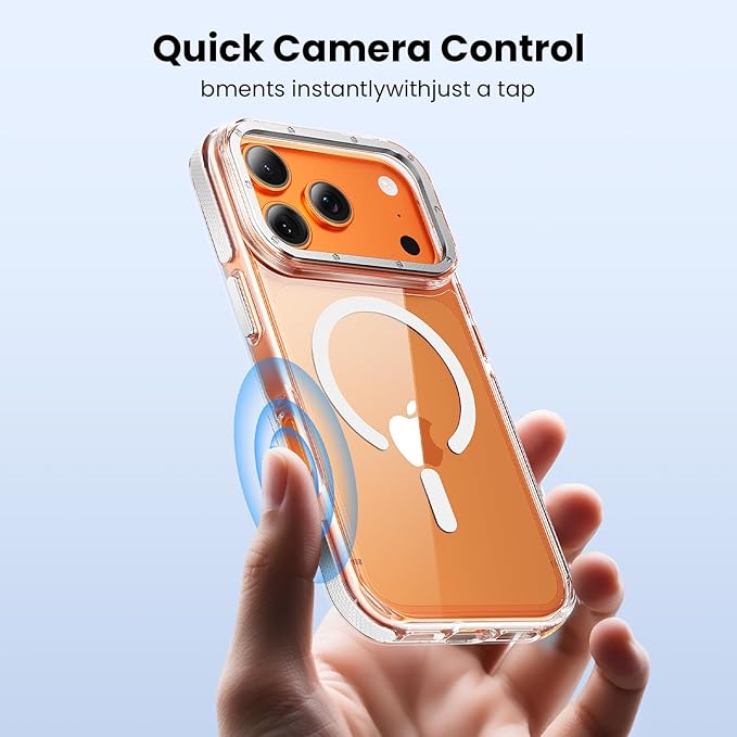 Anti-Yellowing for iPhone 17 Pro Max Case，1X Screen Protector +1X Camera Lens, [Compatible with MagSafe] [12FT Military Grade Drop] Slim Thin Phone Cover 6.9 Inch,Clear White