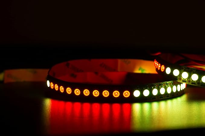 WS2812B LED Strip Individual Addressable Light 144Pixels/m SMD 5050 RGB WS2812B Pixel Strip DC5V (3.2FT 144LEDS Non-Waterproof, White PCB)
