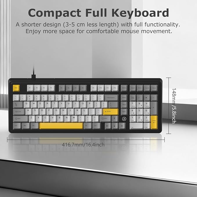 FIRSTBLOOD ONLY GAME. AK980 101-Key Hot-Swappable Mechanical Keyboard, Gasket Mount RGB Backlit, Programmable Macro, Full N-Key Rollover, with Dreamscape Linear Switches (Starfall Gray)