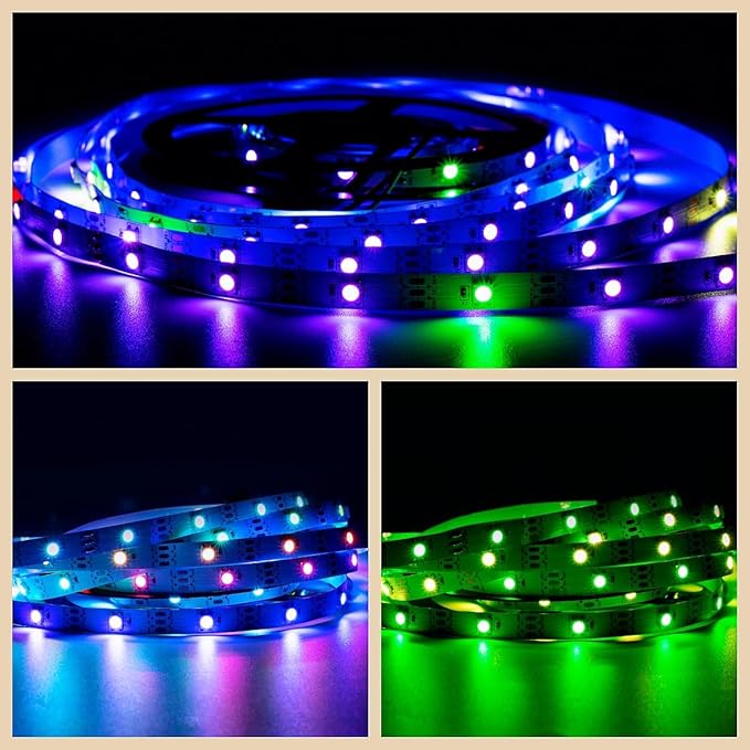 WS2812B LED Strip Individual Addressable Light Full Color SMD 5050 RGB Pixel Strip DC5V (30Pixels/m 150Pixels 16.4FT 150LEDS Non-Waterproof, White PCB)