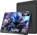 Portable 2K 144Hz Monitor, 16" 2560x1600 QHD Gaming HDR FreeSync, Ultra Slim Travel Screen w/Kickstand & Speaker for Laptop Switch Xbox PS5/4