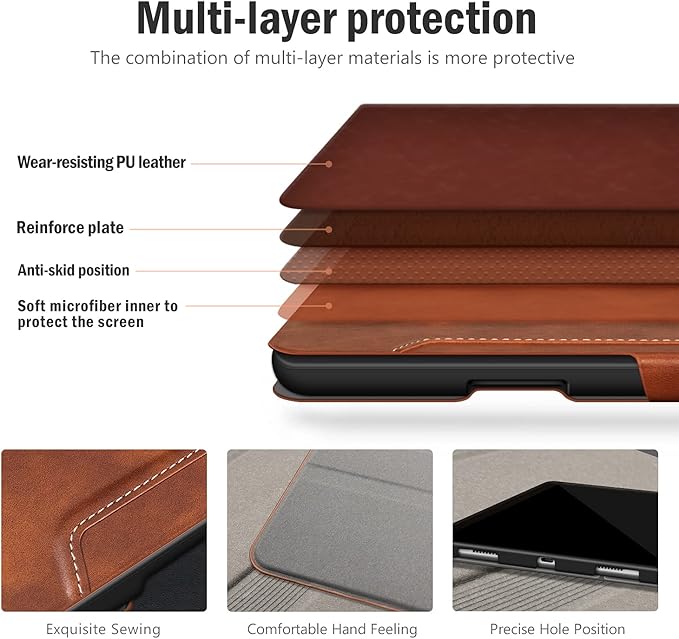 Antbox Case for iPad Pro 11 inch 4th Generation (2022)/3rd/2nd/1st Gen Vegan Leather with Pencil Holder Auto Sleep/Wake Function iPad Pro 11 Cover (Brown)