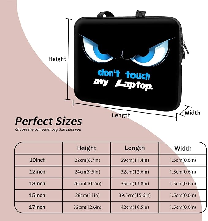 Laptop Sleeve Case Bag 13 inch, Don't Touch My Laptop Slim Carrying Case Handbag Travel Laptop Bag for 13 inch MacBook Air M3/M2/Pro M2/ 13" iPad Pro/Air M4/M2 2024