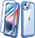 Diaclara Designed for iPhone 14 Plus Case, Full Body Rugged Case with Built-in Touch Sensitive Anti-Scratch Screen Protector, with Camera Lens Protector (Blue and Clear)