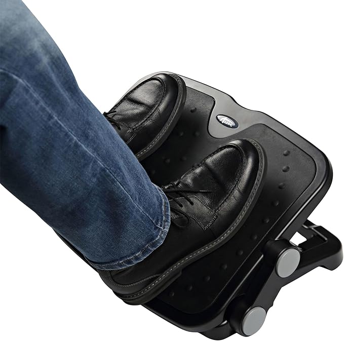 Alera ALE Soft Cushioned Ergonomic Footrest, 14w x 19 5/8d x 3 3/4 to 7 1/2h, Black