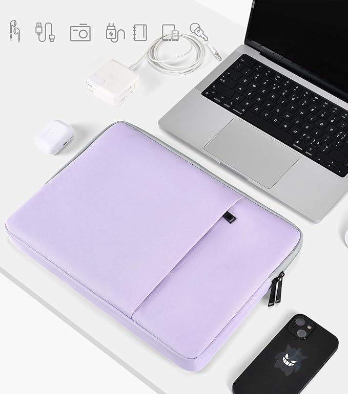 360° Upgraded Laptop Protective Sleeve Case for 2026 2025-2021 MacBook Pro 16 inch M5/M4/M3/M2/M1 Pro/Max, Shockproof Water-Resistant MacBook Laptop Bag with Accessory Pocket, Purple
