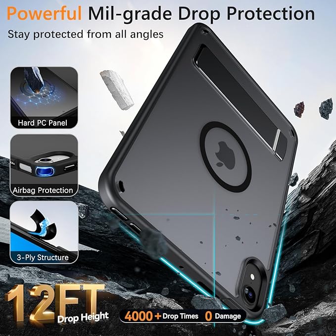 BENTOBEN Case for iPad mini 7 2024 A17 Pro/iPad mini 6 2021, Magnetic iPad mini 7th/6th Gen Case with Stand, Translucent Matte Shockproof Protective Tablet Cover for iPad mini 7/mini 6 8.3'', Black