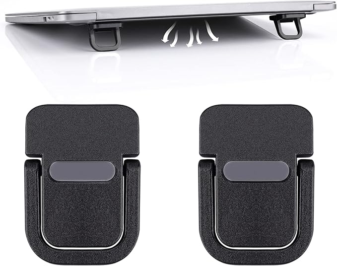 Abeillo 2PCS Portable Keyboard Riser, Self-Adhesive Mini Laptop Stand Invisible Computer Keyboard Stand for Desk, Laptop Feet Compatible with Pro/Air, Lenovo, Surface (Black)