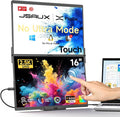 JSAUX FlipGo Touchscreen 16" Dual Portable Monitor, 2.5K Triple Laptop Touch IPS Screen Foldable Extender for Laptop[for Windows/Linux] One Cable to Dual/Magnetic Design/Built-in HUB/HiDPI Display
