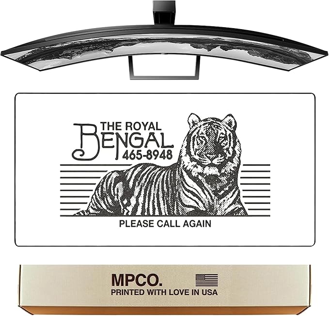 MPCO. Original Large Gaming Desk Mat – 36" x 17" Duraglyde OZGMX Royal Bengal White Full Desk Mouse Pad for Smooth Precision – Non-Slip, Washable Extra-Large PC Mouse Pad for Gaming Sessions