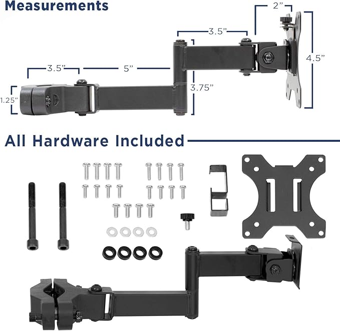 Mount-It! Universal Full Motion Steel Pole Mount with Articulating Arm and Removable VESA Plate for 17 to 32 Inch Monitors & TVs, VESA 75x75 & 100x100 Compatible, Black (MI-391)