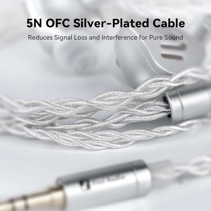 Fosi Audio IM4 Open-Back IEM Earphones, in Ear Monitor Wired Earbuds, 10mm Single Dynamic Driver, IEMs for Audiophiles, Gaming and Studio, 3.5mm 2-Pin 0.78mm Detachable Cables, N52 Dual Magnets