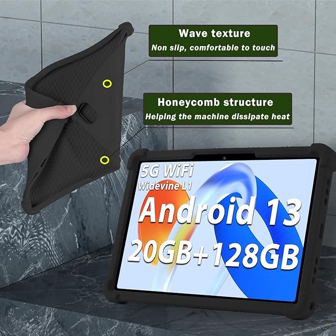 ATOOZ for ROWT 10.1 inch Tablet Case,Soft Silicone Case for ROWT A10/SVITOO Tab 10/Aiprotablet C20e/ZONKO D115/MB1001 10.1 inch Tablet with Stand (Black)