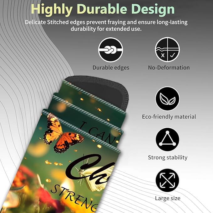 Extended Non-Slip Mouse Pad + Mouse Wrist Rest + Lace-Shaped Coaster Set, Ergonomic Design, Suitable for Desk and Home Gaming Table Mat, Butterflies and Philippians 4-13