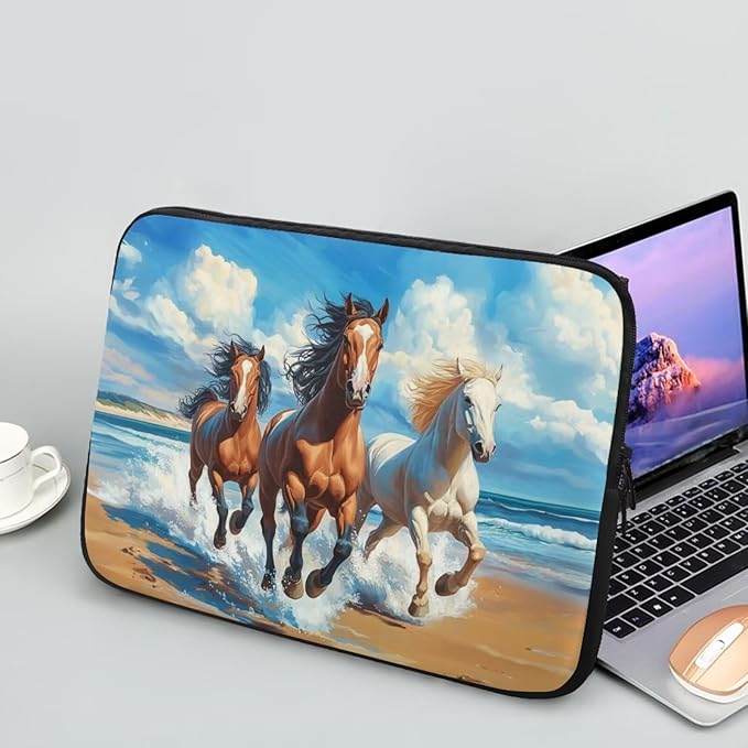 Horse Laptop Protective Sleeve for Women Men Computer Sleeve Neoprene Laptop Case Bag 12inch Portable Computer Carrying Case Suitable for Birthday Holiday Tablet Bags Blue