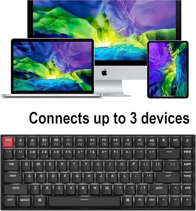 Keychron K2 QMK Wireless Mechanical Gaming Keyboard, 75% Layout with Super Red Switch, White LED Backlight Rechargeable Wired Bluetooth Professional Office Keyboard for Mac/Windows, Version 3