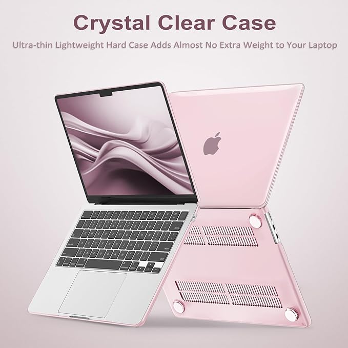 MOSISO Compatible with MacBook Air 13 inch Case M5 2026 M4 2025 M3 M2 2024-2022 A3449 A3240 A3113 A2681, Scratches-Resistant Protective Hard Shell for MacBook Air 13.6 inch Case, Rose Pink