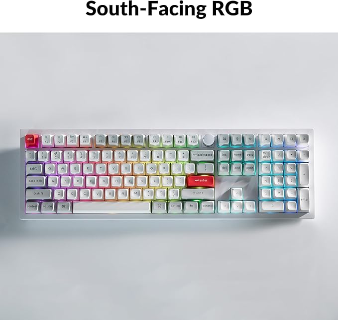 Keychron Q6 Pro Full-Size RGB Bluetooth Custom Mechanical Keyboard, Full Aluminum QMK/VIA Programmable Knob KSA Double-Shot PBT Keycap Hot-Swappable Brown Switch, Mac Windows Linux-White
