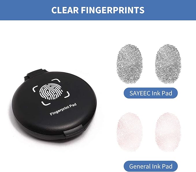 SAYEEC Fingerprint Ink Pad (Pack of 2), Thumbprint Ink Pad for Office Notary Supplies Identification Security ID Fingerprint Cards, Law Enforcement Fingerprint Kit Black Thumb Print Ink Pad Stamp Pad
