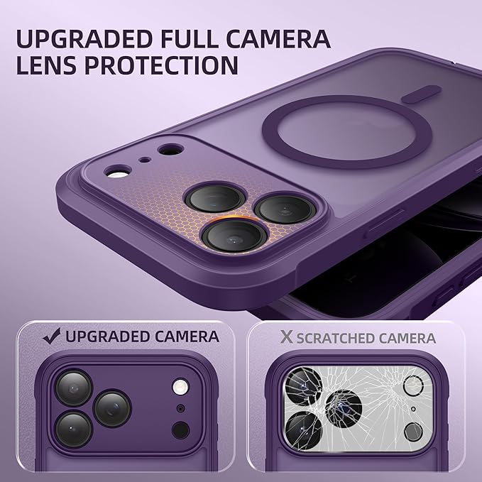 BERFY for iPhone 17 Pro Max Case, Compatible with MagSafe, Built-in Privacy Screen Protector, Camera Protection, Shockproof Full Body Phone Case 6.9", Translucent Deep Purple