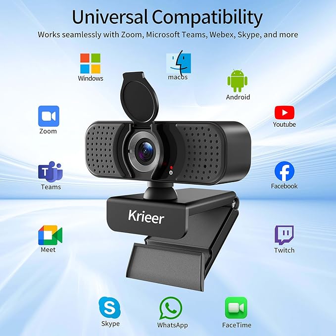 4K Hd Webcam with Dual Mics &Rotatable Tripo,Privacy Cover for Pc/Laptop, USB Computer Camera Plug & Play with Auto Light Correction for Video Calls, Live Streaming Gaming & Online Meetings