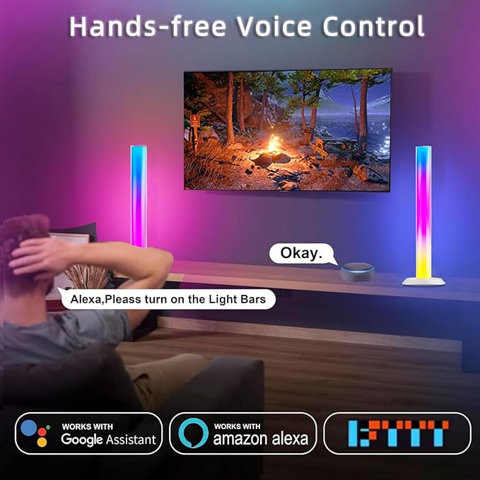 Smart LED Light Bar, TV Backlight Ambient Lighting, Work with Alexa, RGB Light Bar for Room with 16 Million Colors, Music Sync Gaming Lights APP Control, LED Lights for TV, PC, Party