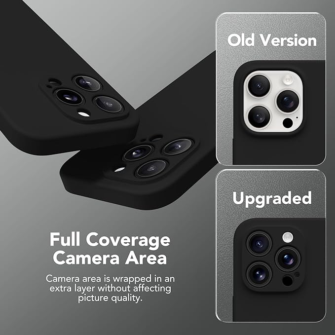 Magnetic for iPhone 15 Pro Max Case, Compatible with MagSafe, [Full Camera Protection][Screen Protector] Silicone Shockproof Protective Phone Case for iPhone 15 Pro Max 6.7", Black