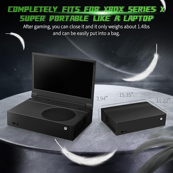 G-STORY 14‘’ Portable Monitor for Xbox Series S – 1TB SSD Black, 1080P Portable Gaming Monitor IPS Screen for Xbox Series S（not Included） with Two HDMI, HDR, Freesync, Game Mode, Travel Display
