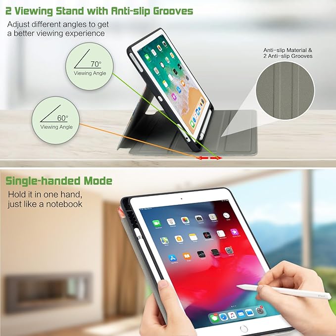 for iPad Air 2/1 Case 2014/2013, for iPad 5Th/6Th Generation Case 2017/2018, Slim fit iPad Cases 5th/6Th Generation 9.7-inch, 4 Viewing Angles/Typing Stand/Pencil Holder, Oil Painting Flowers