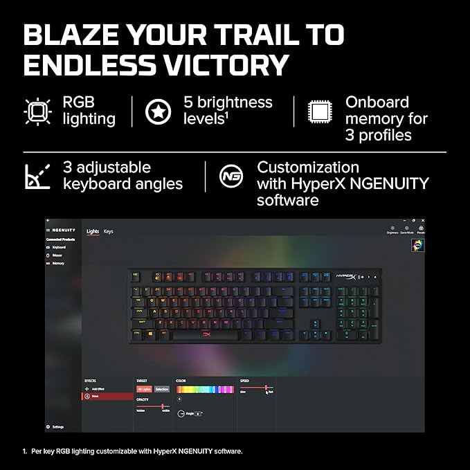 HyperX Alloy Origins - Mechanical Gaming Keyboard, Software-Controlled Light & Macro Customization, Compact Form Factor, RGB LED Backlit - Tactile HyperX Aqua Switch,Black