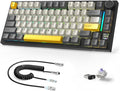 A.JAZZ Attack Shark X820Ultra 75% Wireless Mechanical Gaming Keyboard and Coiled Cable Hot Swappable 2.4GHz/Bluetooth/Wired Keyboard with Screen & Knob RGB Backlit Gasket Mount Gift Switch-Starblack
