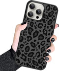 KANGHAR Case Compatible with iPhone 16 Pro Max,Black Leopard Design,Tire Texture Non-Slip +Shockproof Rugged TPU Protective Case for iPhone 16 Pro Max 6.9 Inch