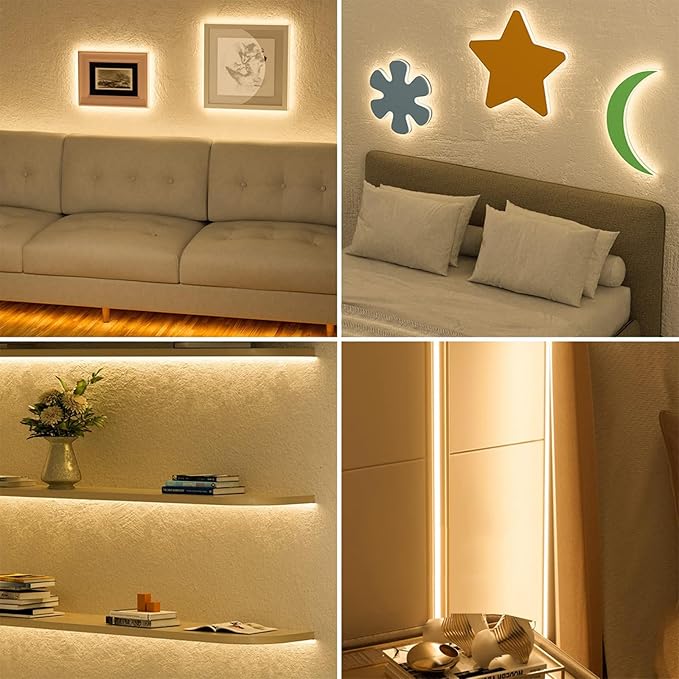 2Pack USB LED Light Strip, 3000K Warm White COB LED Strip Lights, 3.28FT TV Lights Flexible Small Led Lights with Touch Switch Controller White 5V LED Strip Light for TV Backlight Bedroom