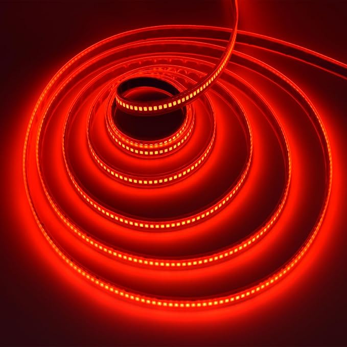 SUYOOULIN LED Strip Lights, SMD 2835 LED Strip, DC12V 1200LEDs 16.4Ft 26000LM High Density LED Light Strips Waterproof IP65, 3 Times Brightness Than SMD3528 LED Strip, Red