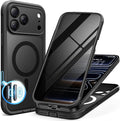 BERFY for iPhone 17 Pro Case, Compatible with MagSafe, Built-in Privacy Screen Protector, Camera Protection, Shockproof Full Body Phone Case 6.3", Translucent Black